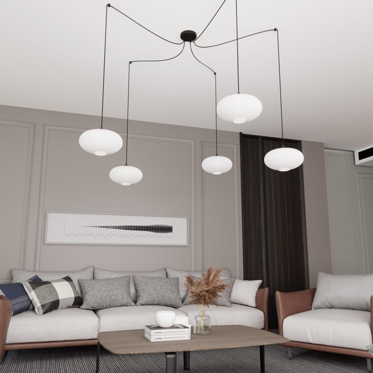 Люстра підвісна ORIGO 5 BL OPAL 1374/5 Emibig чорний