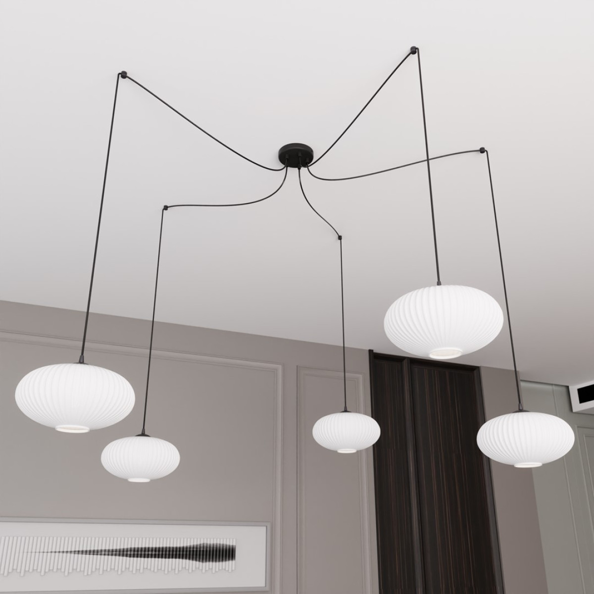 Люстра підвісна ORIGO 5 BL OPAL 1374/5 Emibig чорний