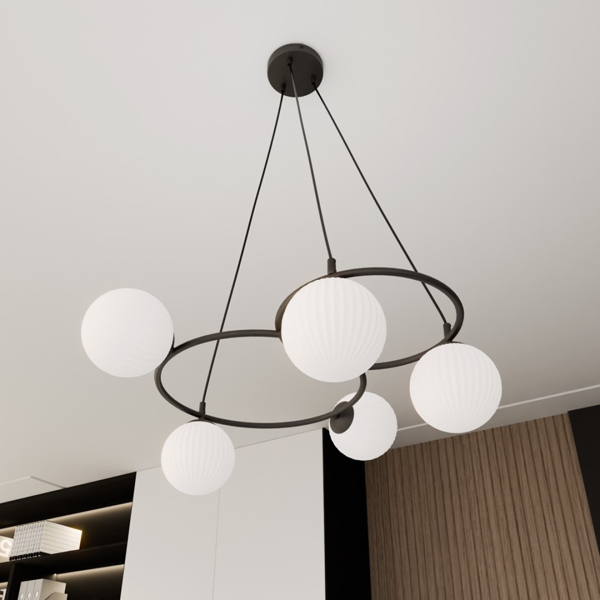 Люстра підвісна LIBRA 5 BL OPAL 1379/5 Emibig чорний