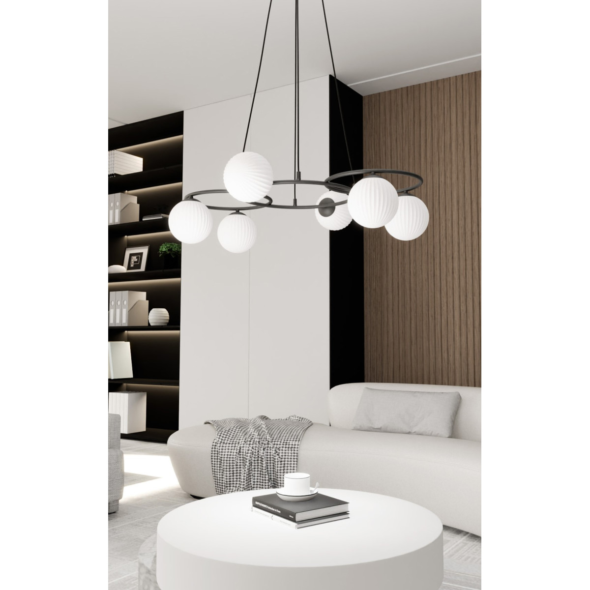 Люстра підвісна LIBRA 6 BL OPAL 1379/6 Emibig чорний