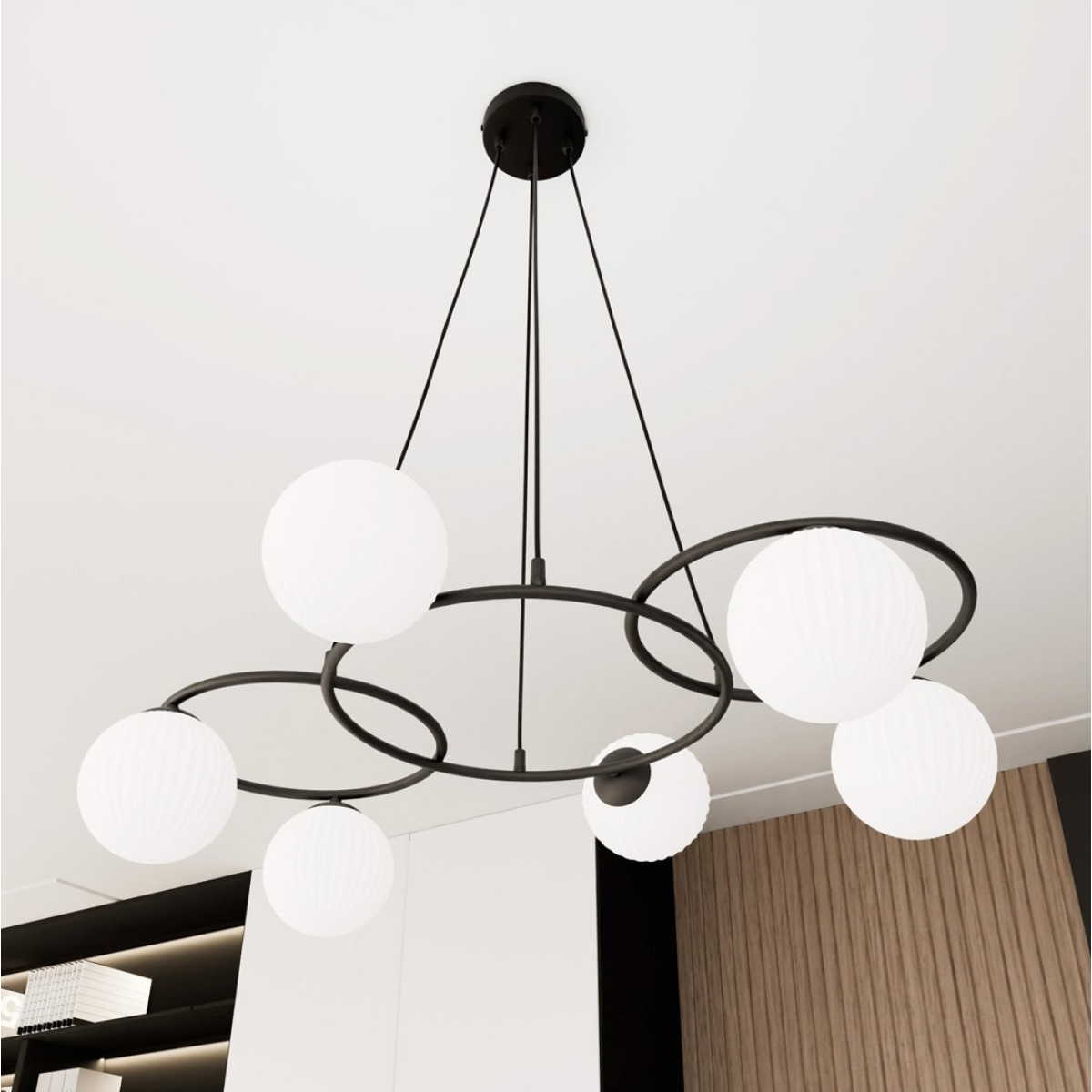 Люстра підвісна LIBRA 6 BL OPAL 1379/6 Emibig чорний