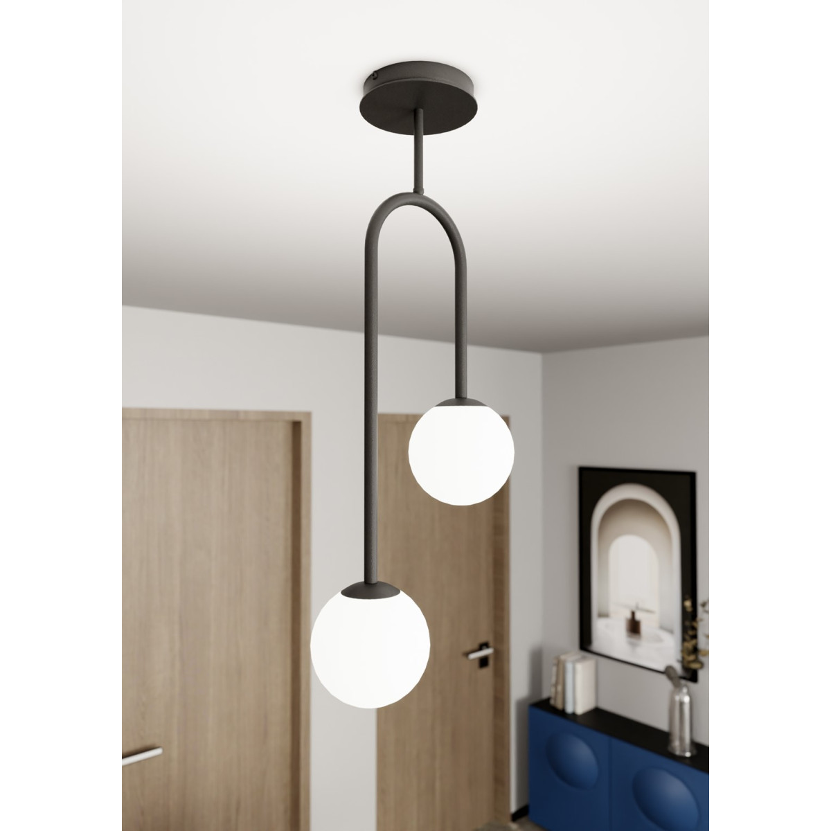 Люстра підвісна ATRIA 2 BL OPAL 1383/2 Emibig чорний