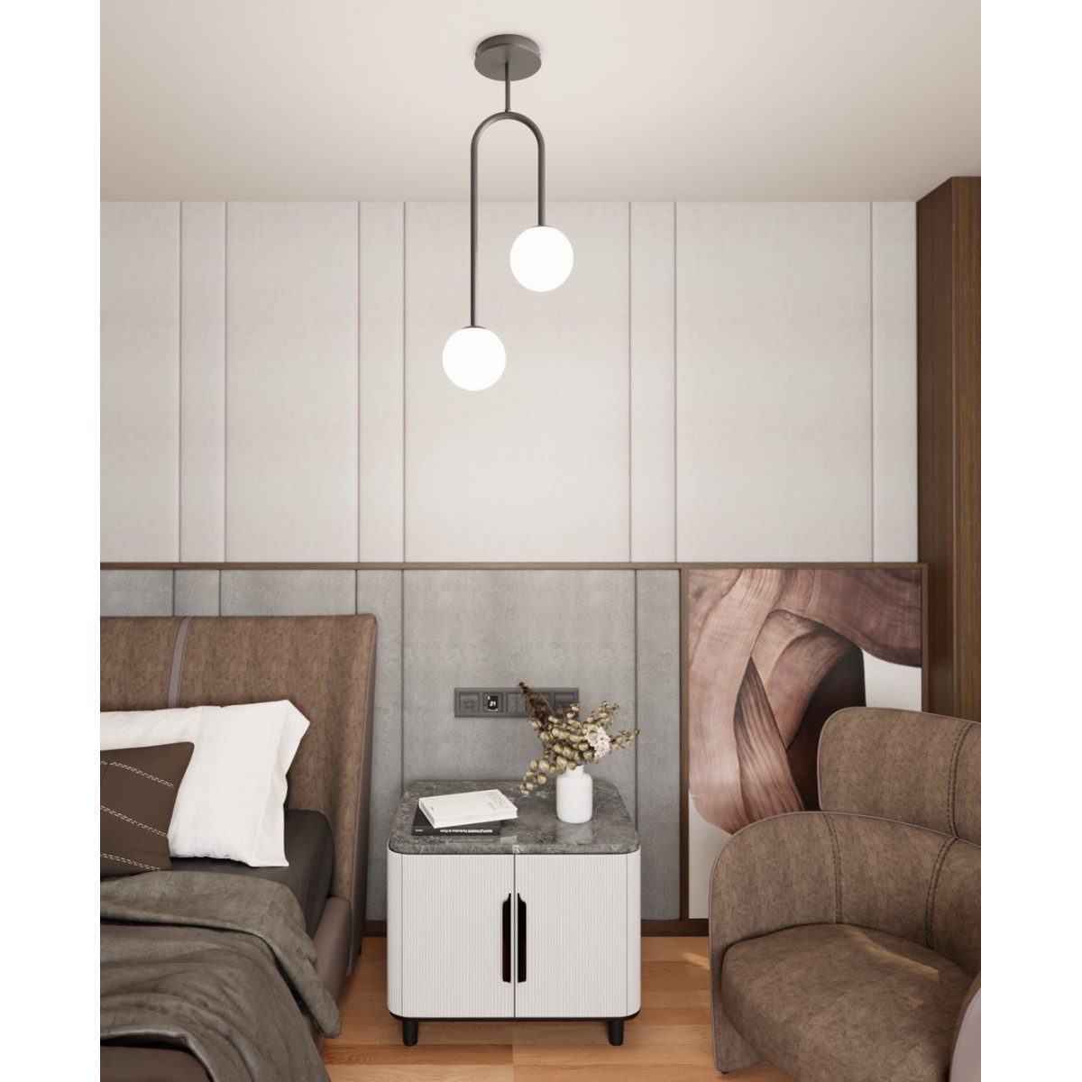 Люстра підвісна ATRIA 2 BL OPAL 1383/2 Emibig чорний