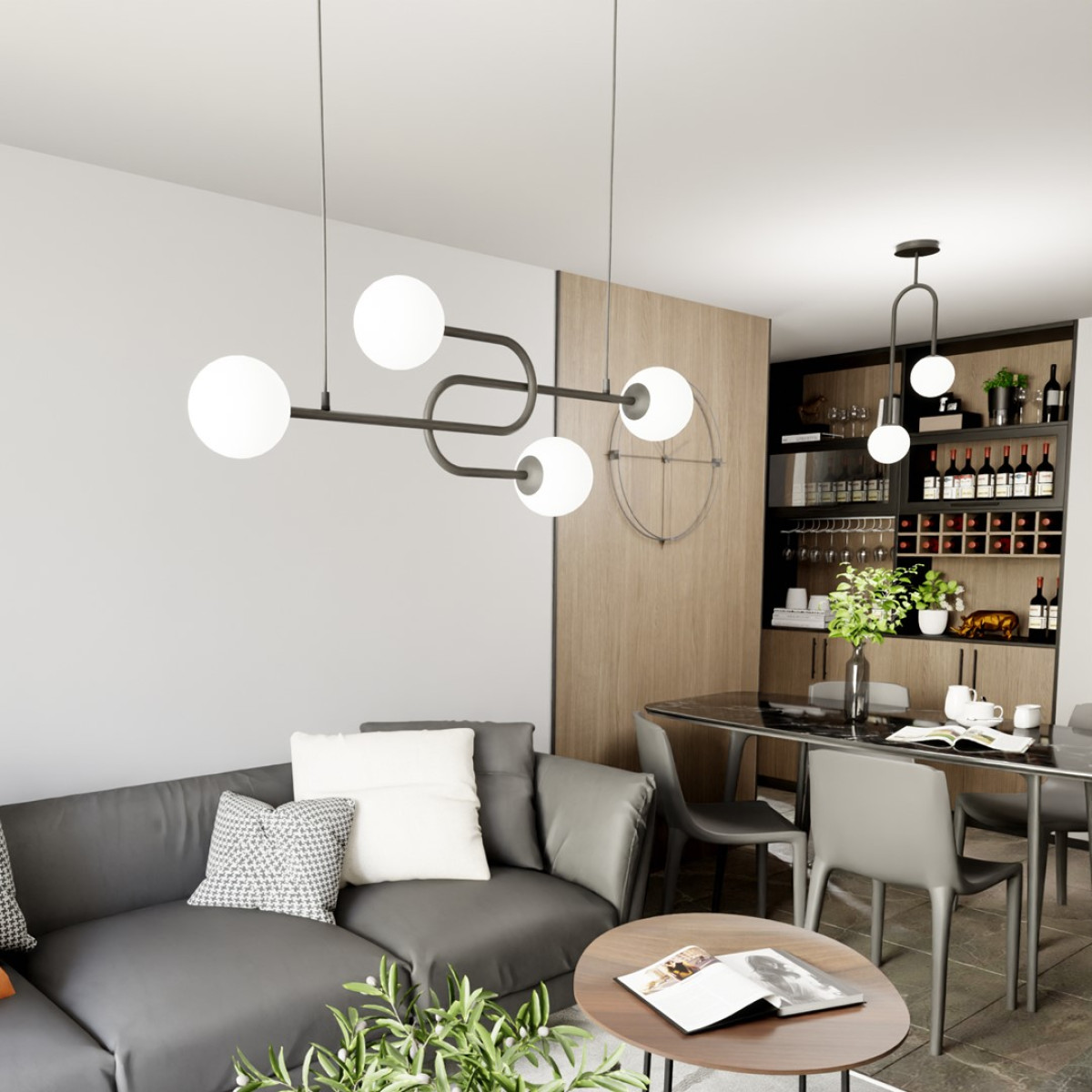 Люстра підвісна ATRIA 4 BL OPAL 1383/4 Emibig чорний