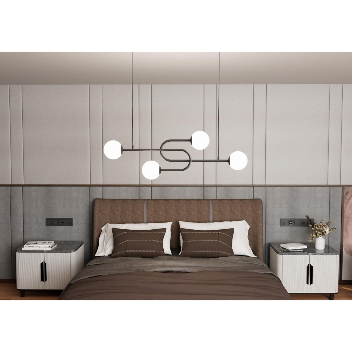 Люстра підвісна ATRIA 4 BL OPAL 1383/4 Emibig чорний