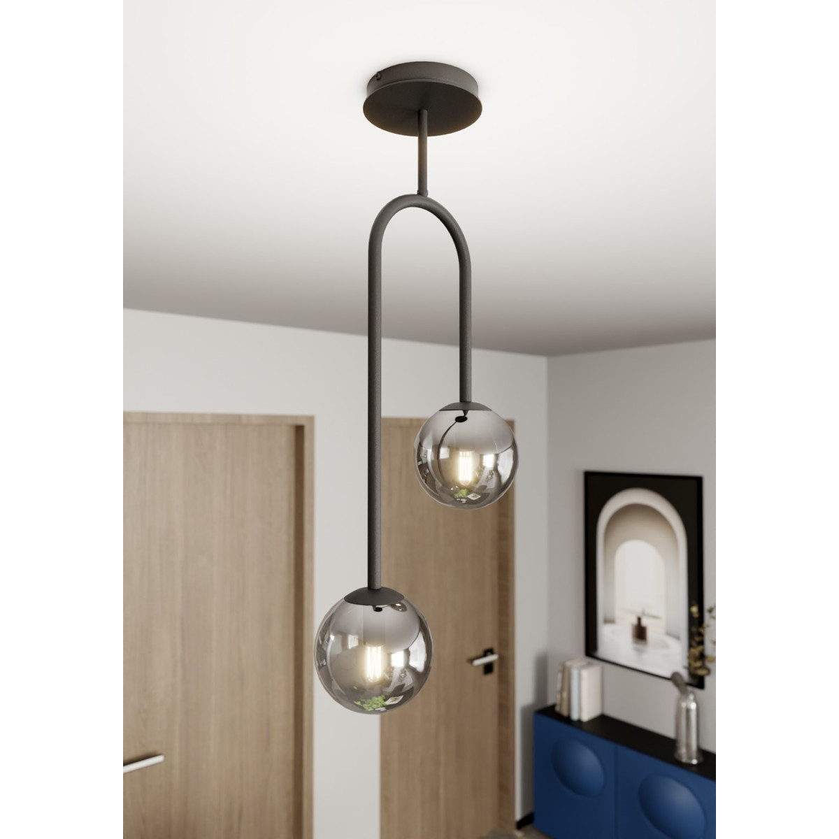 Люстра підвісна ATRIA 2 BL GRAFIT 1384/2 Emibig чорний