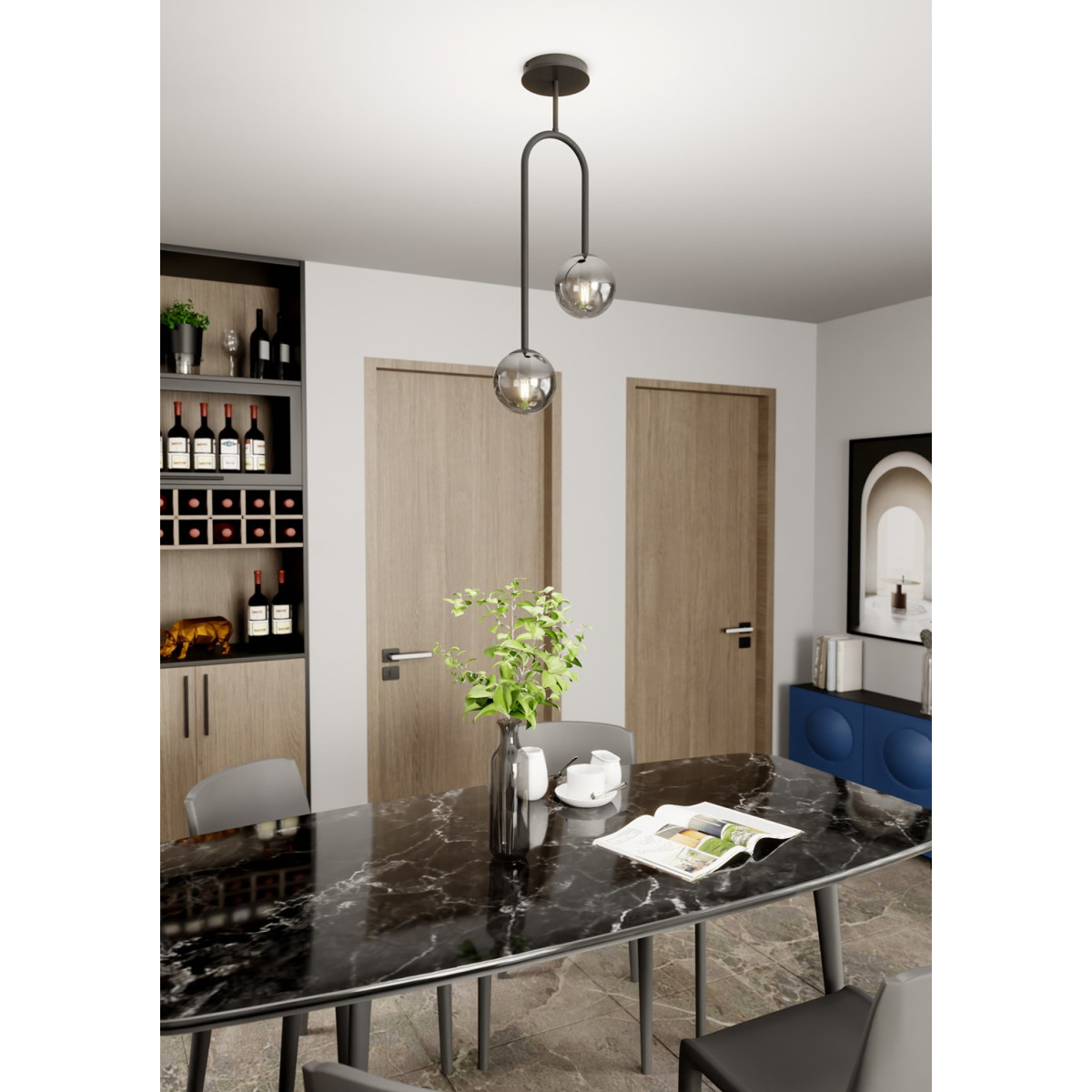 Люстра підвісна ATRIA 2 BL GRAFIT 1384/2 Emibig чорний