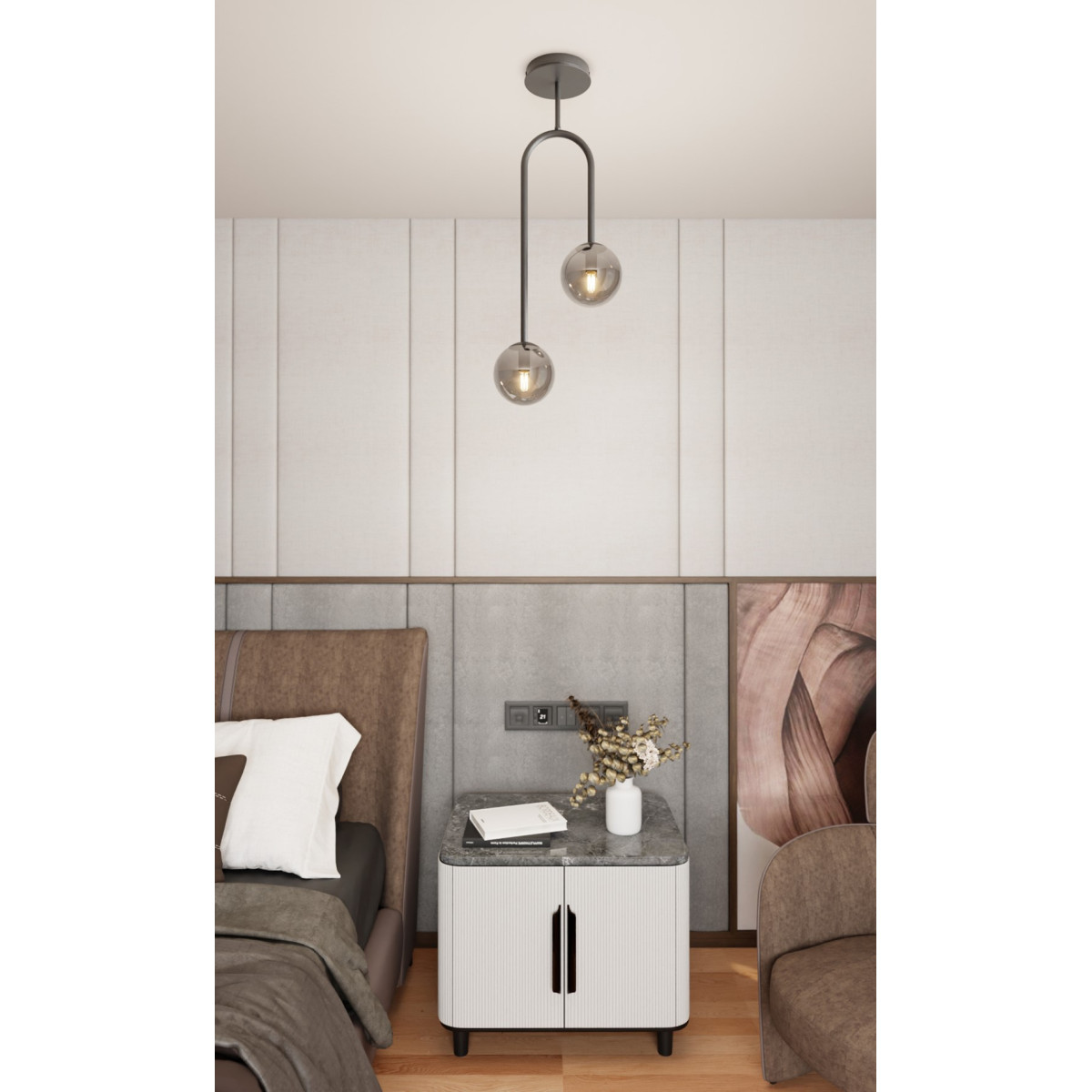 Люстра підвісна ATRIA 2 BL GRAFIT 1384/2 Emibig чорний