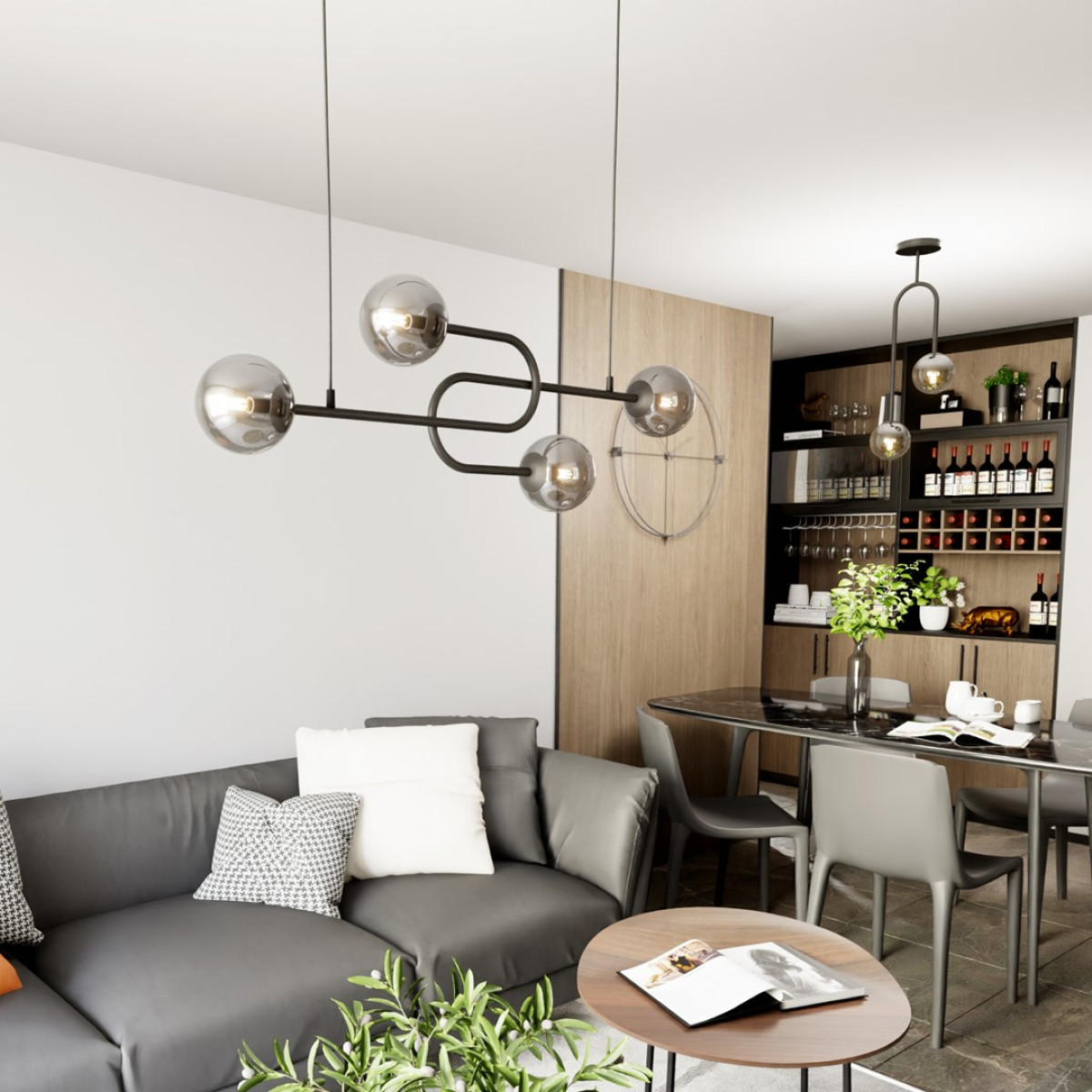 Люстра підвісна ATRIA 4 BL GRAFIT 1384/4 Emibig чорний