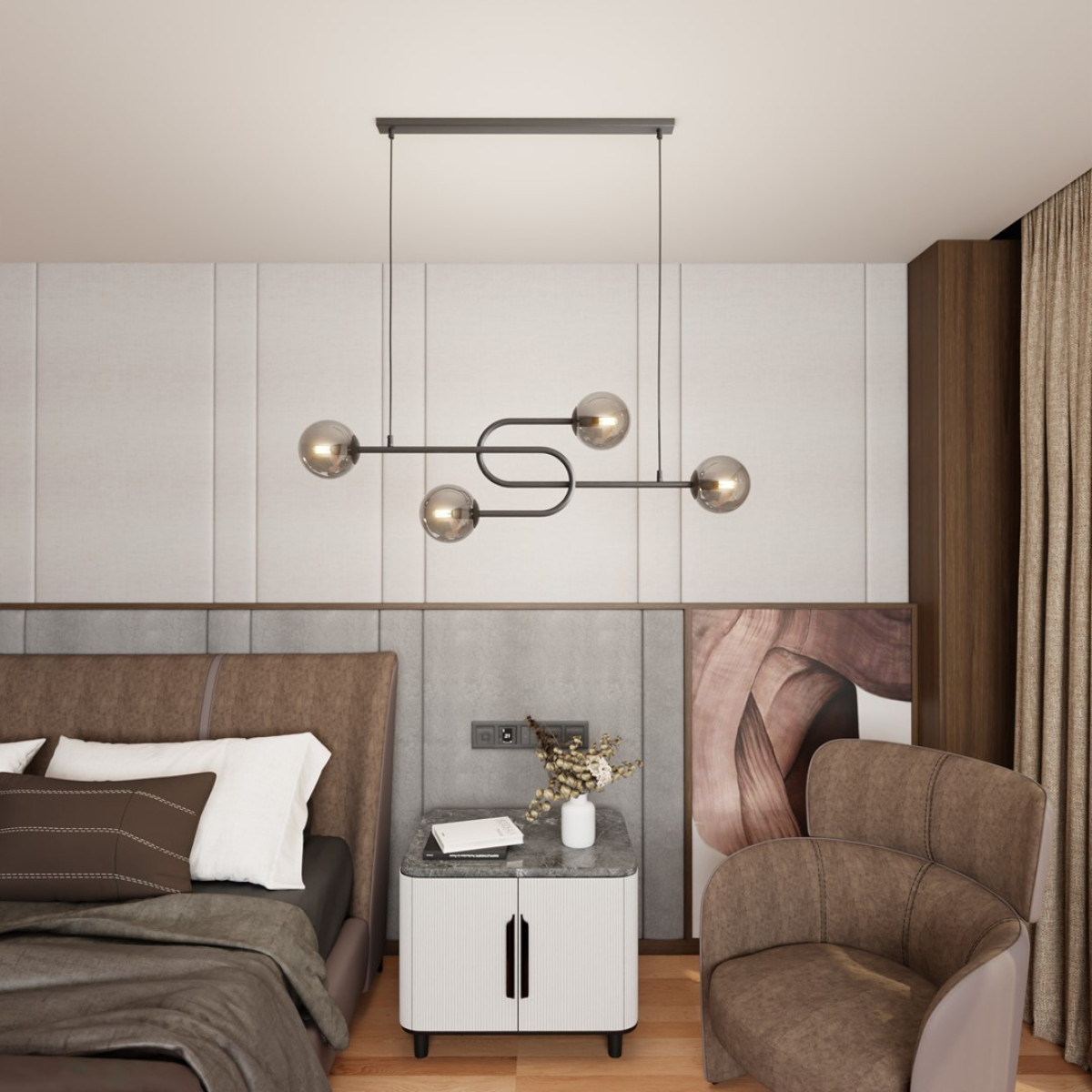 Люстра підвісна ATRIA 4 BL GRAFIT 1384/4 Emibig чорний