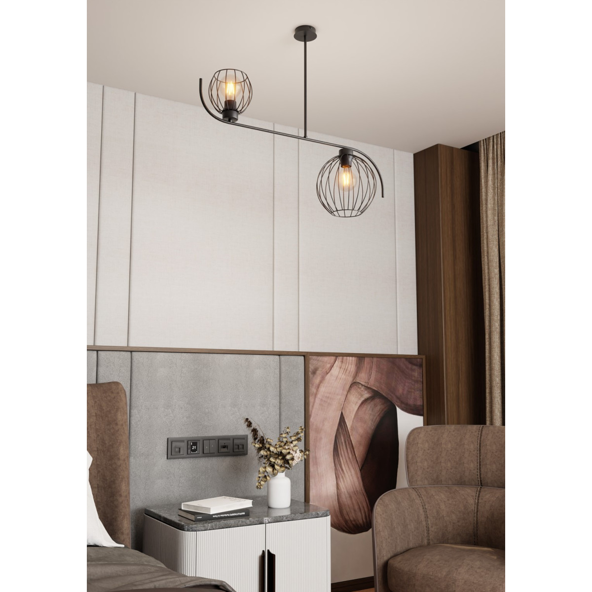 Люстра стельова ECHO 2 BL 1385/2 Emibig чорний