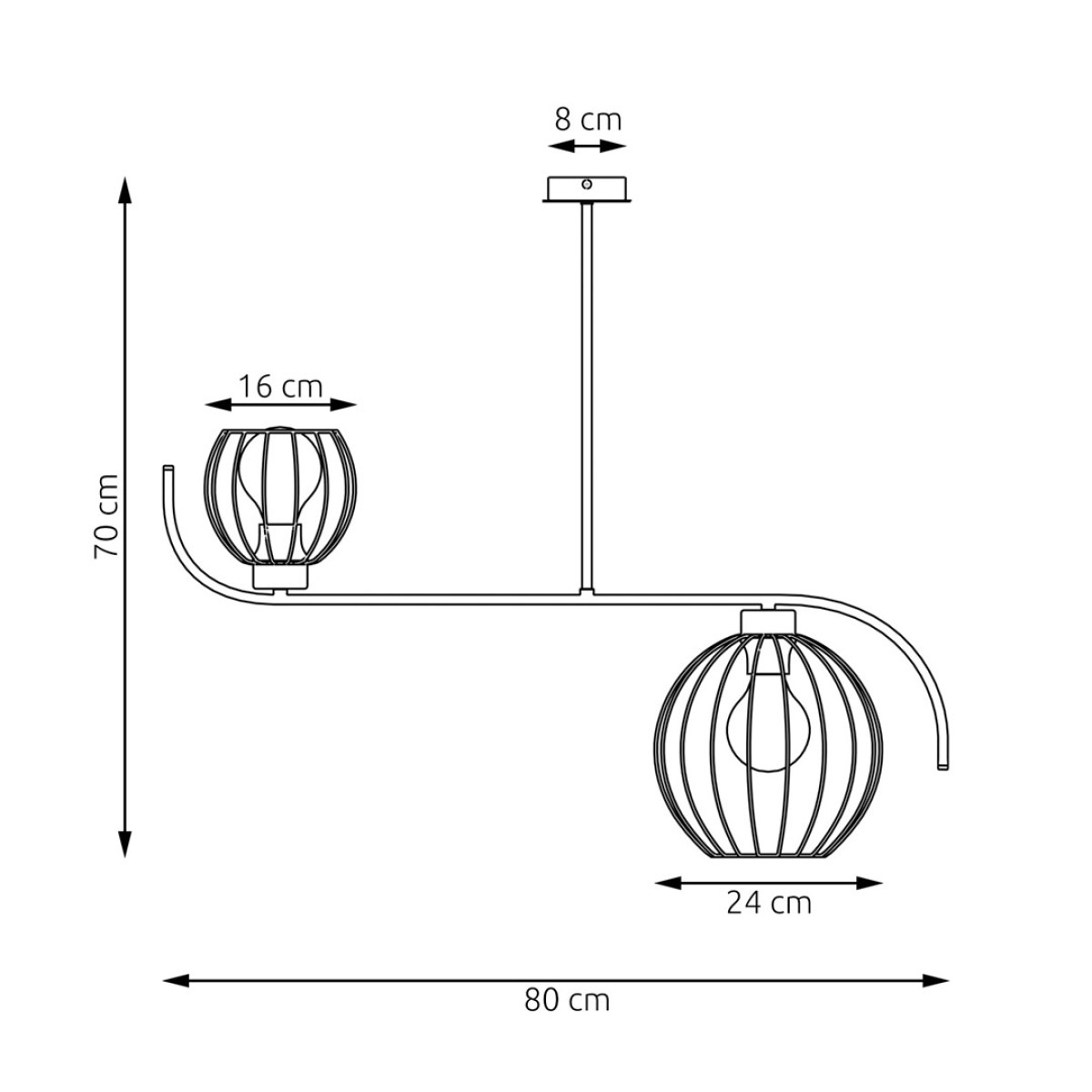 Люстра стельова ECHO 2 BL 1385/2 Emibig чорний