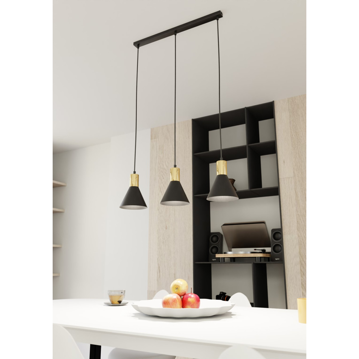 Люстра підвісна ROSA 3 BL 1388/3 Emibig чорний, золотий