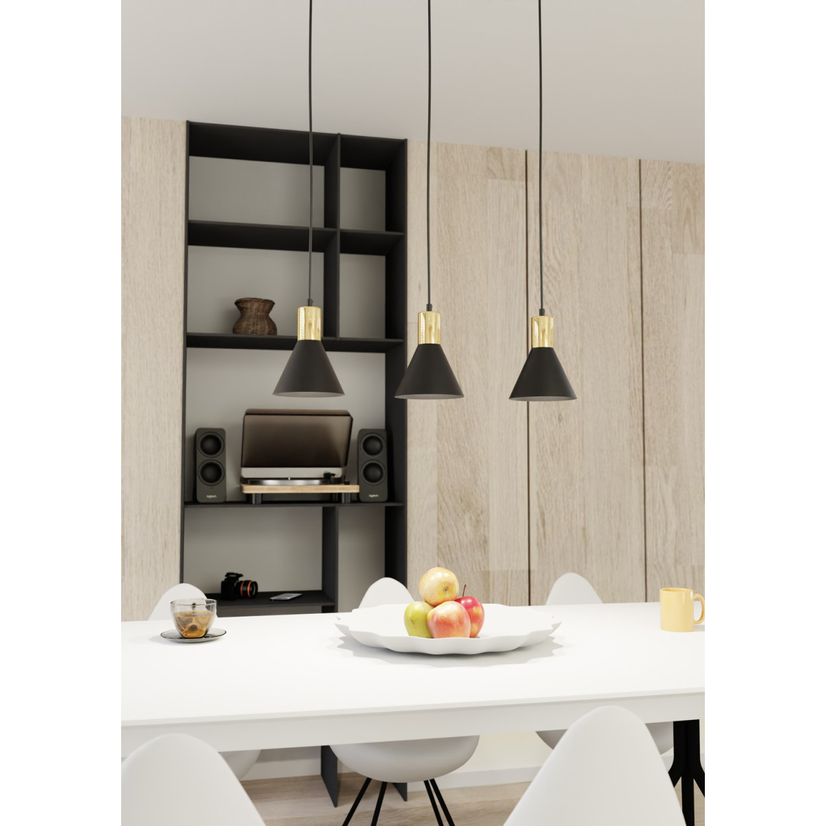 Люстра підвісна ROSA 3 BL 1388/3 Emibig чорний, золотий