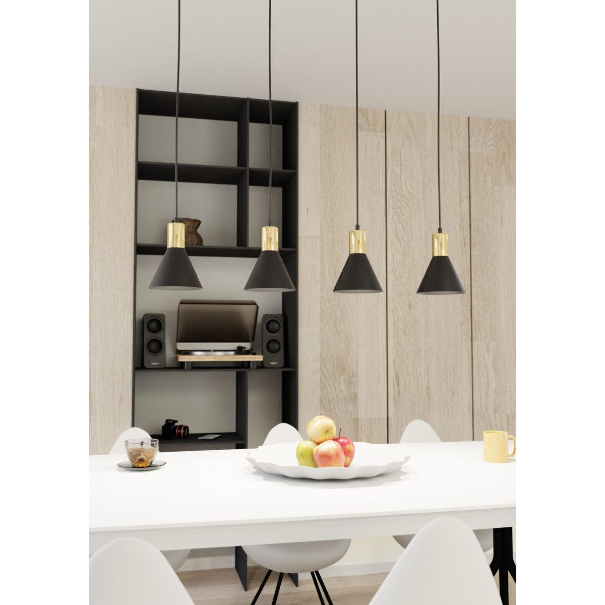 Люстра підвісна ROSA 4 BL 1388/4 Emibig чорний, золотий