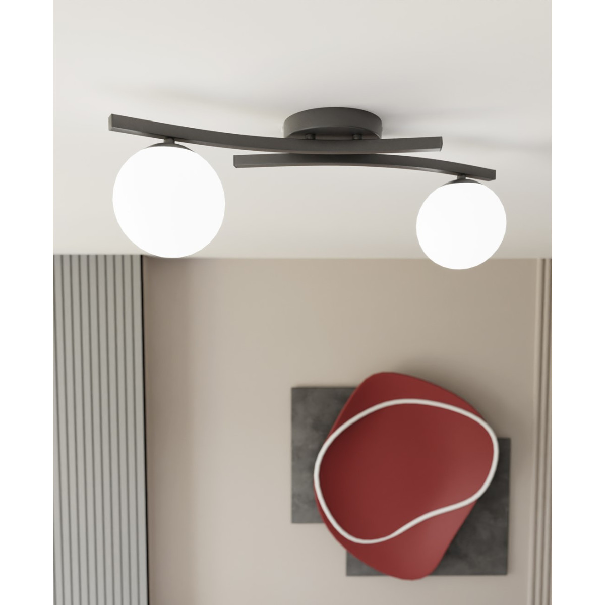 Світильник стельовий OPUS 2 BL OPAL 1390/2 Emibig чорний