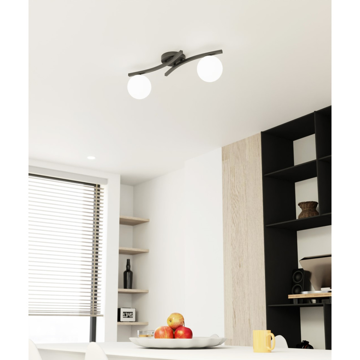 Світильник стельовий OPUS 2 BL OPAL 1390/2 Emibig чорний