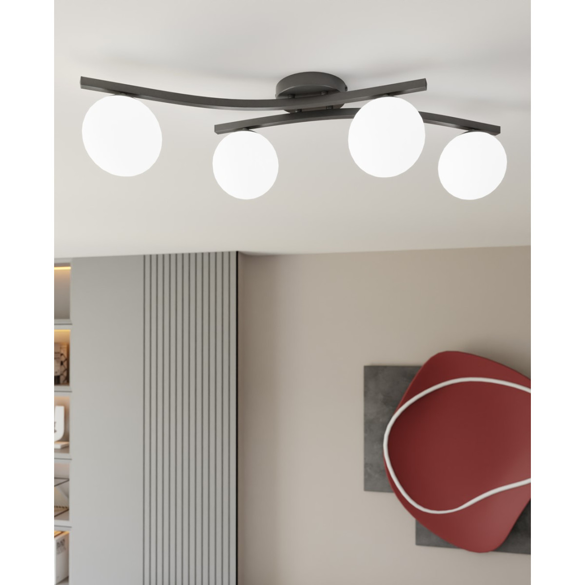 Світильник стельовий OPUS 4 BL OPAL 1390/4 Emibig чорний