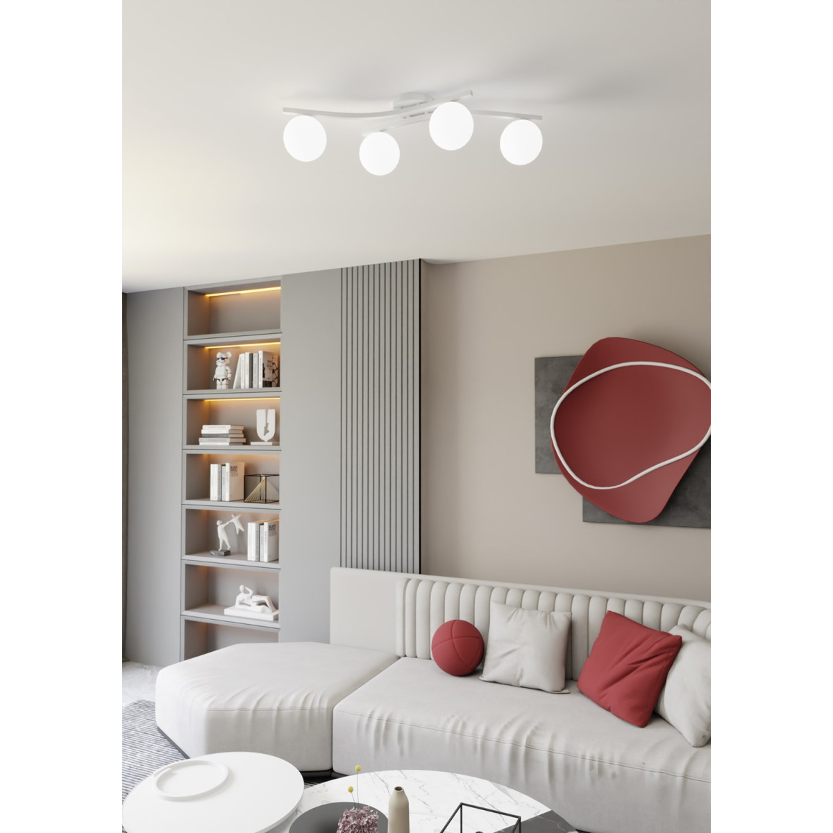 Світильник стельовий OPUS 4 WH OPAL 1392/4 Emibig білий