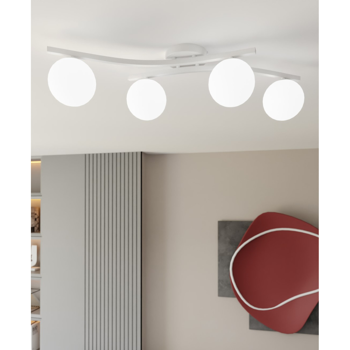 Світильник стельовий OPUS 4 WH OPAL 1392/4 Emibig білий