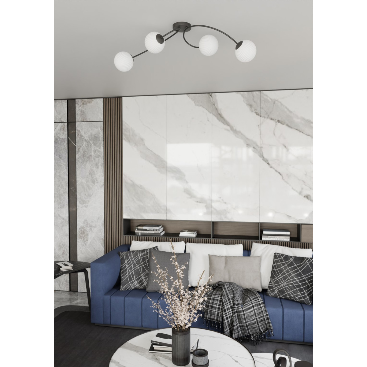 Світильник стельовий VIBRA 4 BL OPAL 1398/4 Emibig чорний