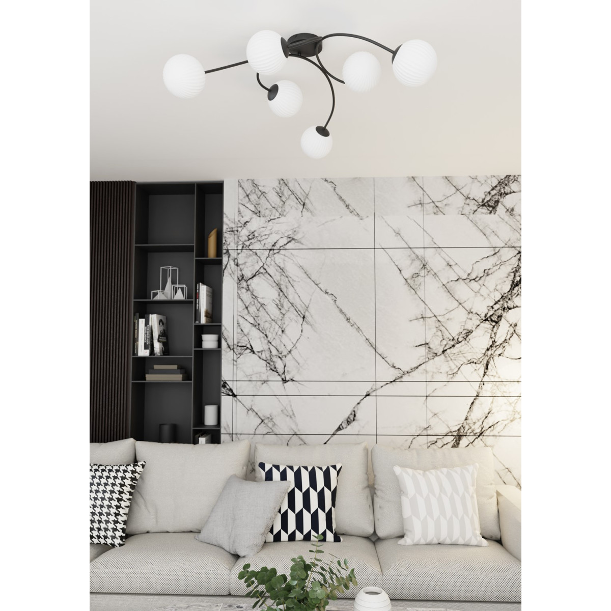 Світильник стельовий VIBRA 6 BL OPAL 1398/6 Emibig чорний