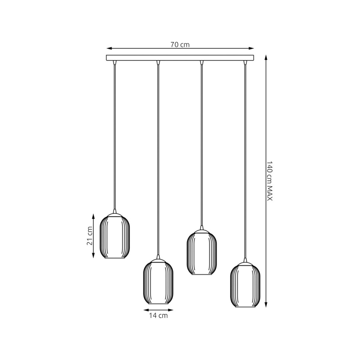 Люстра підвісна VERDI 4 BL OPAL 1435/4 Emibig чорний