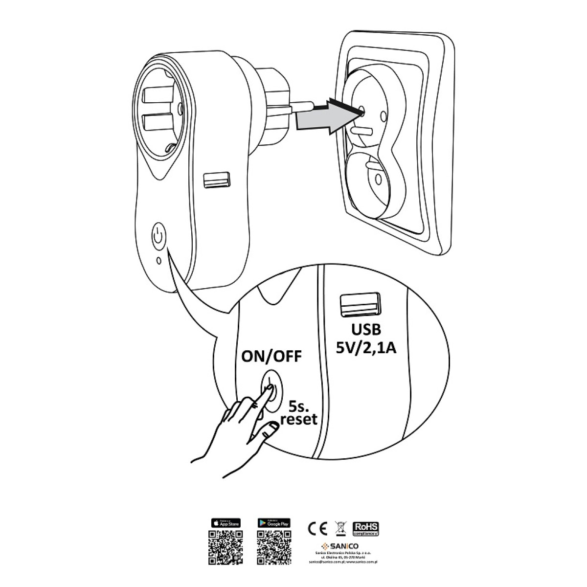 Smart WiFi Tuya Розетка з вимикачем + USB 315953 Polux