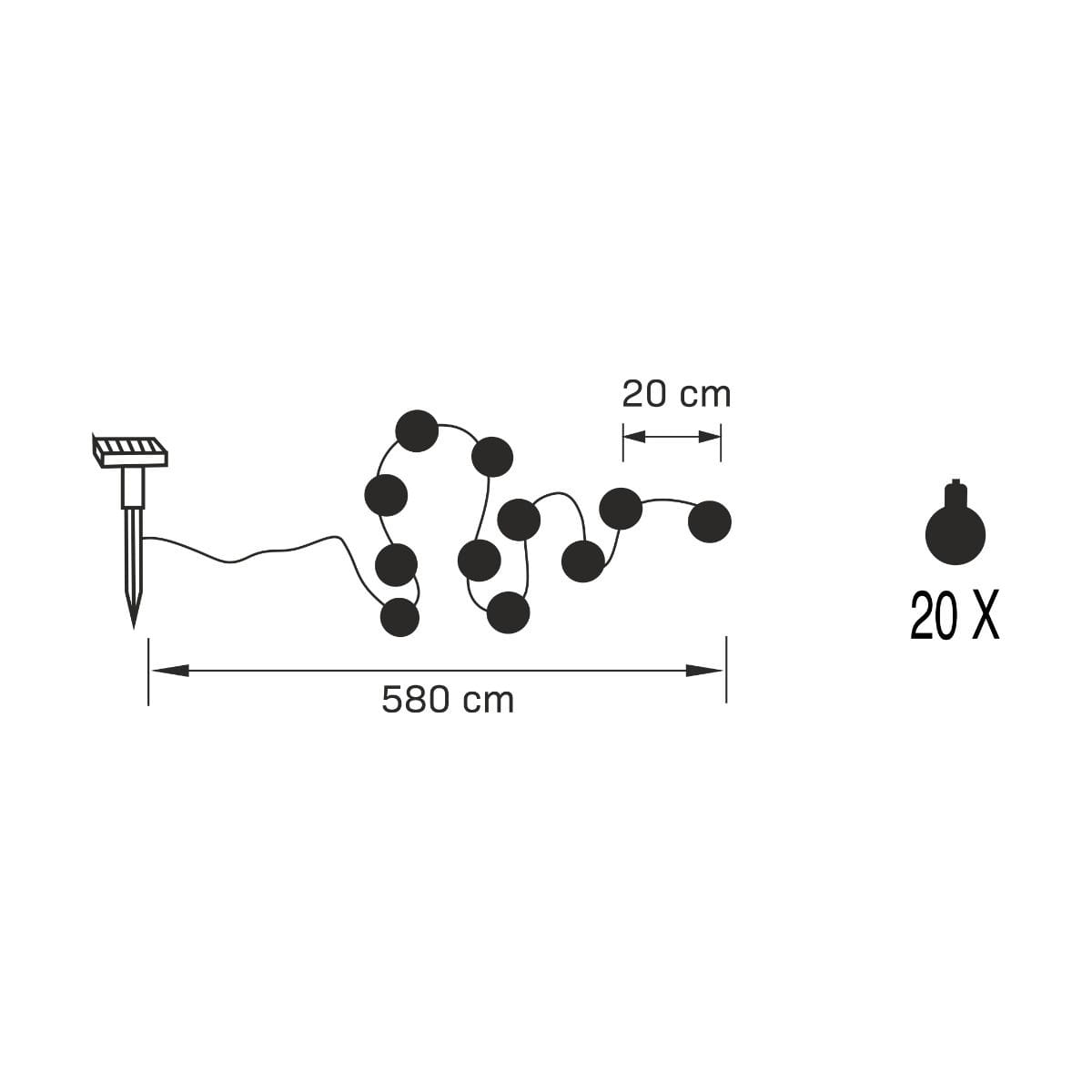 Гірлянда вулична SOLARNA SW-1037 Zuma Line чорний
