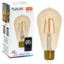 SMART wifi Tuya LED лампа ST64 E27 470lm 5.5W Filament жовтий 1800K~2700K 313829 Polux